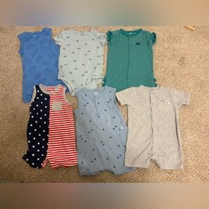 Set of 6 Baby Rompers in Various Colors carters size 24mo